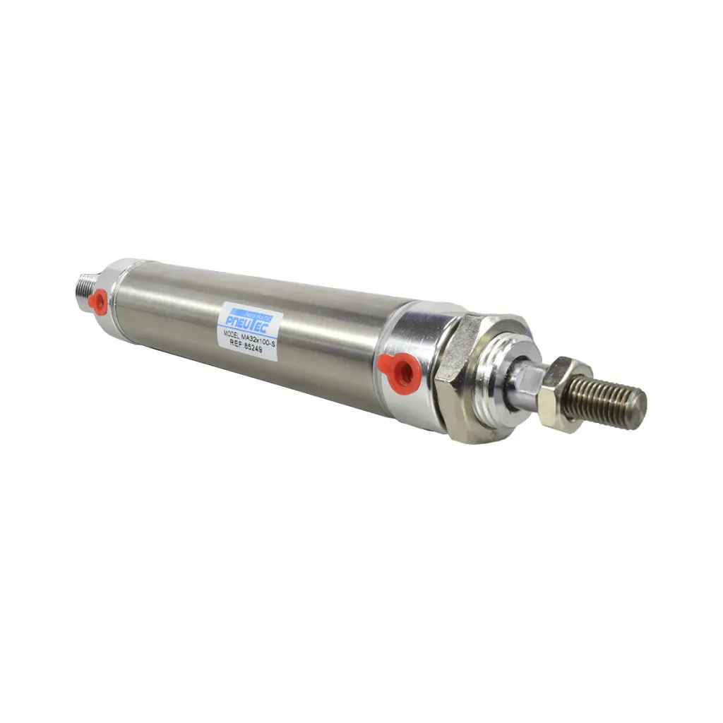 CILINDRO NEUMATICO REDONDO ACERO INOX CRA 100mm DIA 32mm 1/8" NPT PNEUTEC
