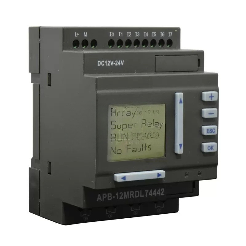 Relé Programable con Display / 8 In (dig DC) / 4 Out (Relé) / 12-24VDC | ARRAY
