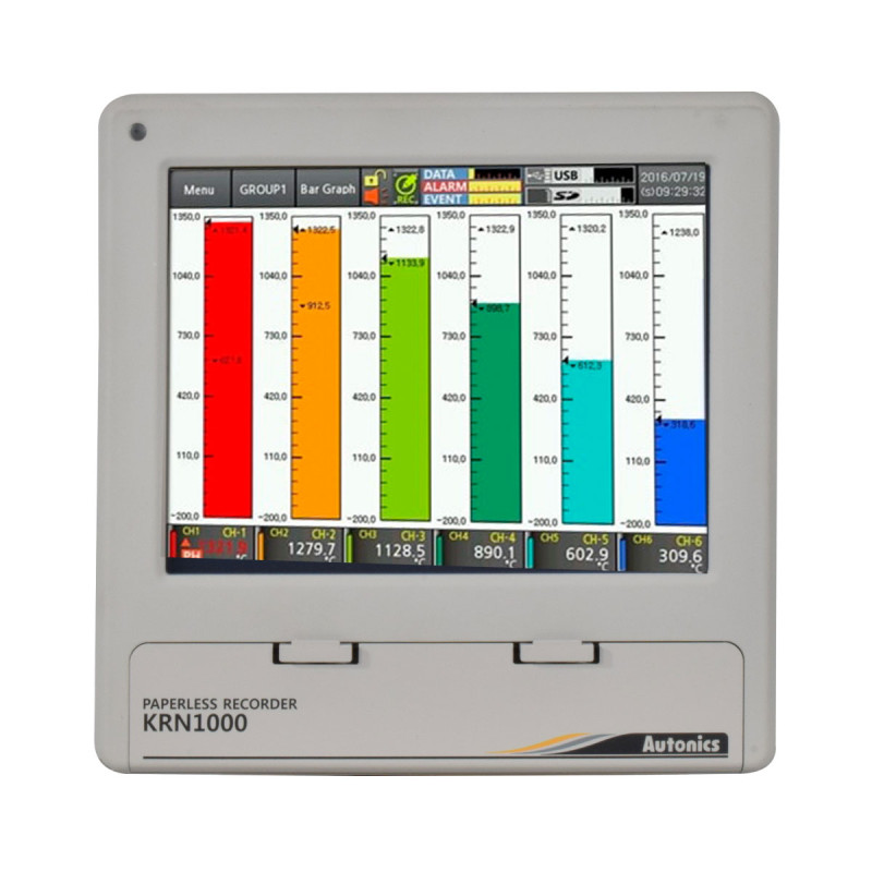 Registradores Digitales con Display TFT / 16 Canal Entradas - 6 Out (Rele SPST NA) / 100-240VAC | AUTONICS