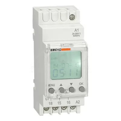 Programador Semanal 52 Programas 24-240 VAC/DC1 Salida Relé 16A | EBCHQ