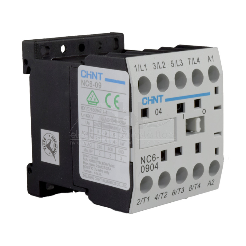 Mini Contactor Auxiliar 9A AC3 220VAC 4NO