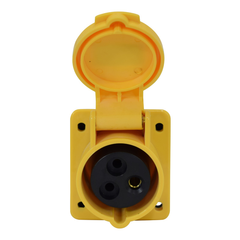 TOMA INCRUSTAR INCLI 16A 110VAC 2P+T AMARILLO - Imagen 3