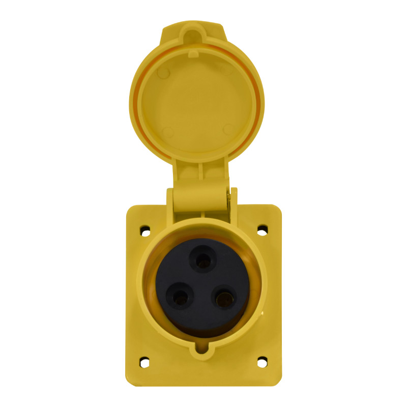 TOMA INCRUSTAR INCLI 32A 110VAC 2P+T AMARILLO - Imagen 2