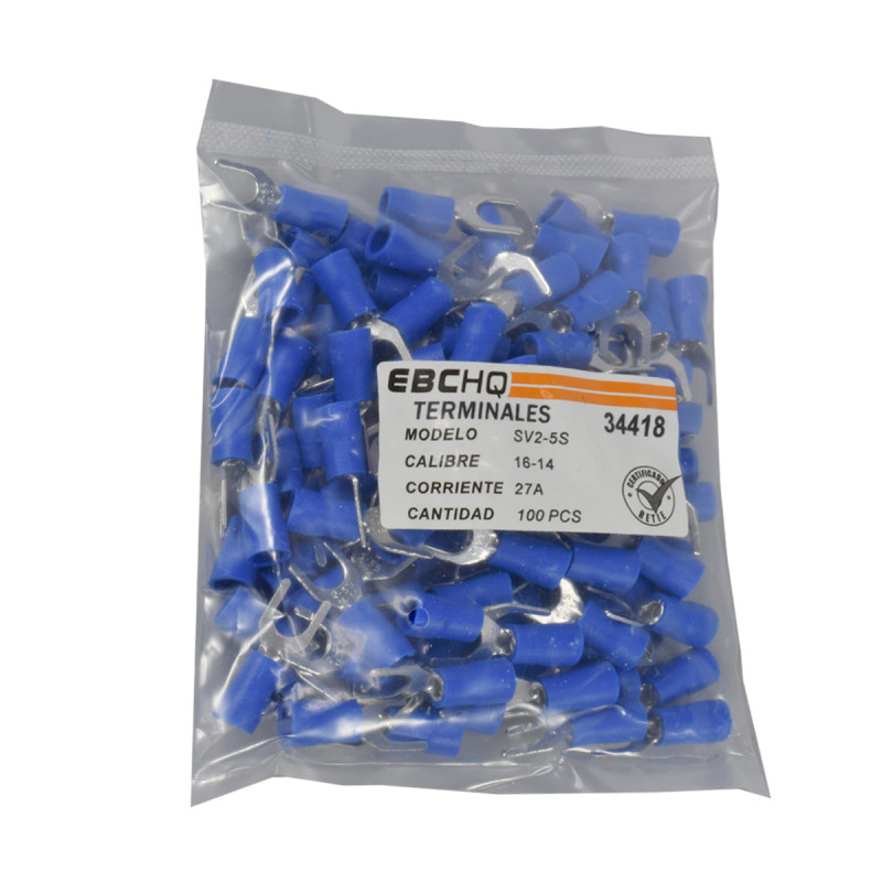 Terminal U Azul 5.3mm 14-16AW6 X 1 Paquete De 100 Unid - Imagen 2