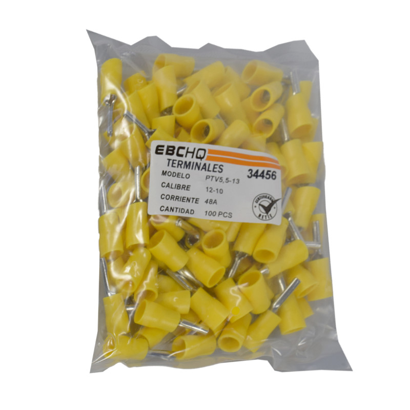 Terminal Pin Amarillo 10-12AW6 X 1 Paquete De 100 Unid - Imagen 2