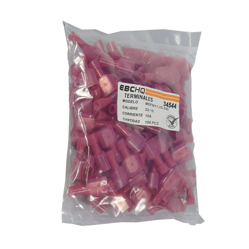 Terminal Aislada NY Macho Roja 16-22AW6 X 1 Paquete De 100 Unid | EBCHQ - Imagen 2
