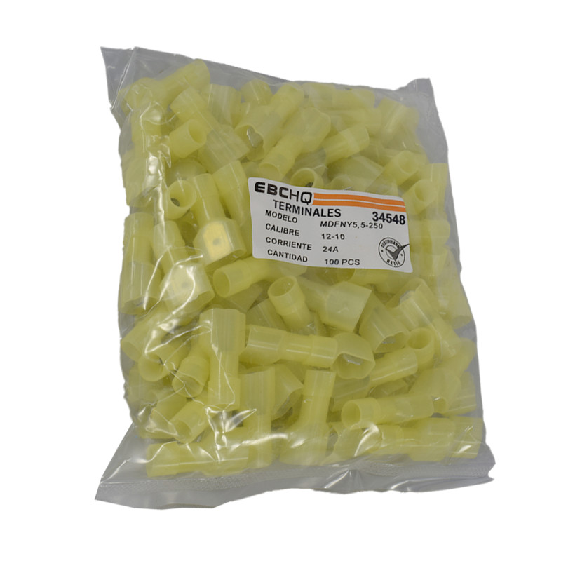 Terminal Aislada NY Macho Amarilla 10-12AW6 X 1 Paquete De 100 Unid | EBCHQ - Imagen 2