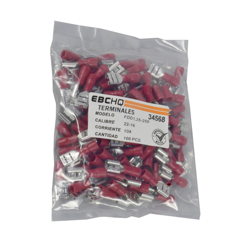 Terminal Hembra Roja 16-22AW6 X 1 Paquete De 100 Unid | EBCHQ - Imagen 2