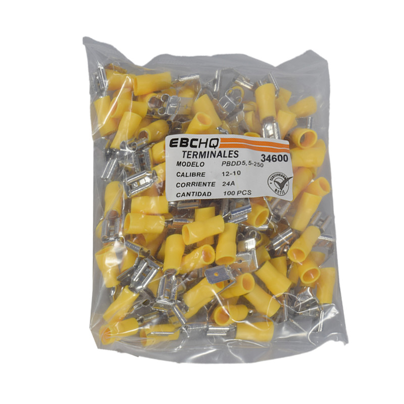 Terminal Hembra-Macho Amarillo 10-12AW6 X 1 Paquete De 100 Unid | EBCHQ - Imagen 2