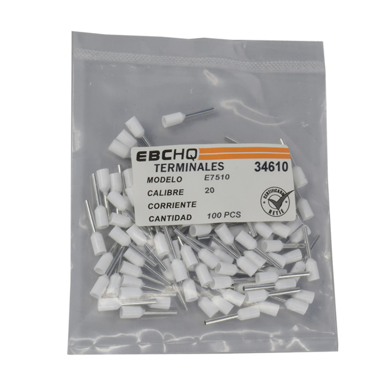 Terminal Pin Hueco Blanco 20AW6 X 1 Paquete De 100 Unid - Imagen 2