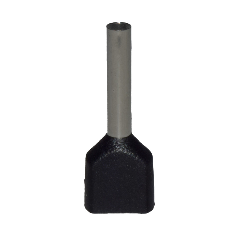 Terminal Pin Hueco Doble Negro 16AWG X 1 Paquete De 100 Unid