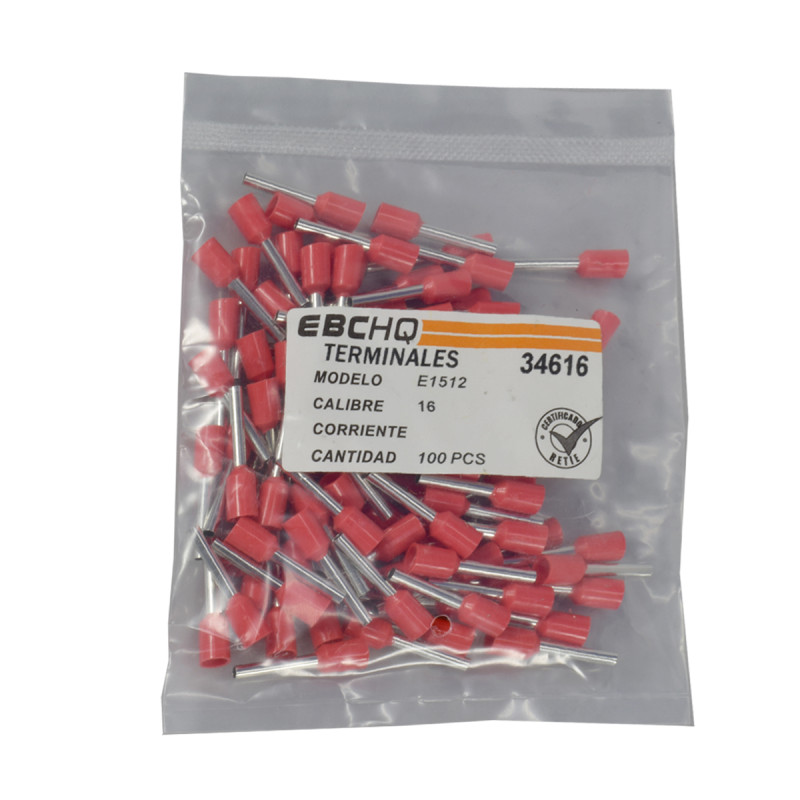 Terminal Pin Hueco Rojo 16AW6 X 1 Paquete De 100 Unid - Imagen 2