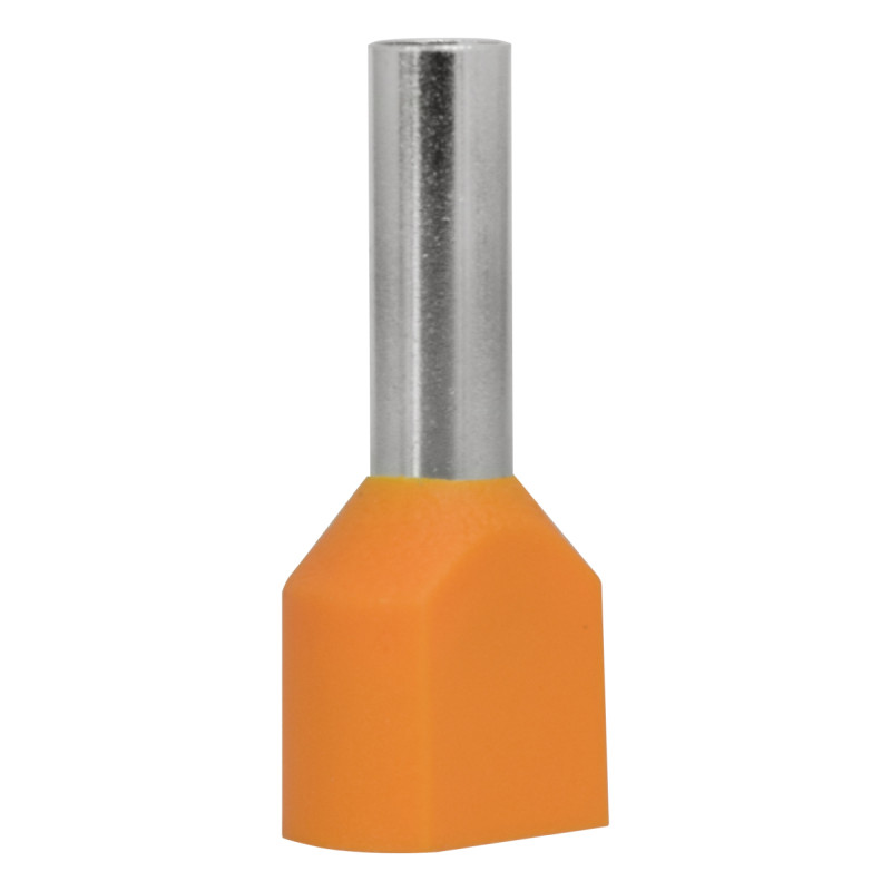 Terminal Pin Hueco Doble Naranja 12AWG X 1 Paquete De 100 Unid