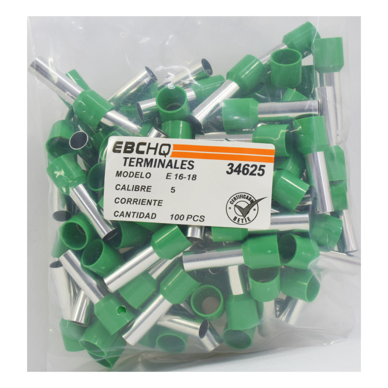 Terminal Pin Hueco Verde 5AW6 X 1 Paquete De 100 Unid - Imagen 2