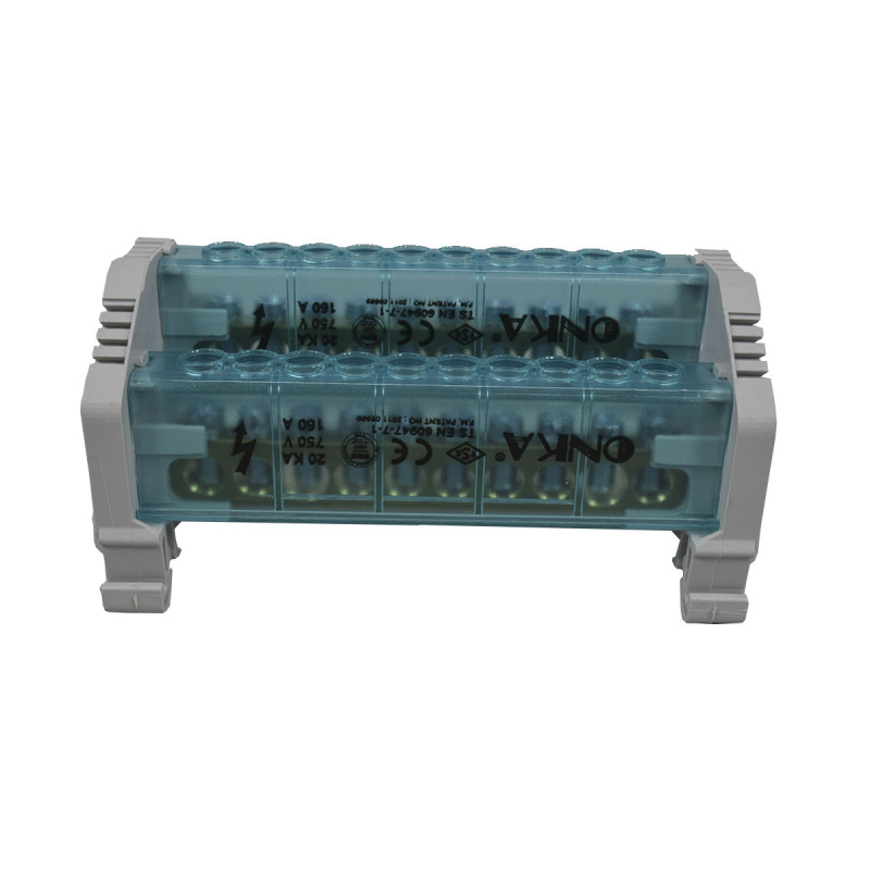 Bloque Distribución Bipolar 2L 10 Huecos 160A Tapas Lateral Con Cubrimiento | ONKA - Imagen 2