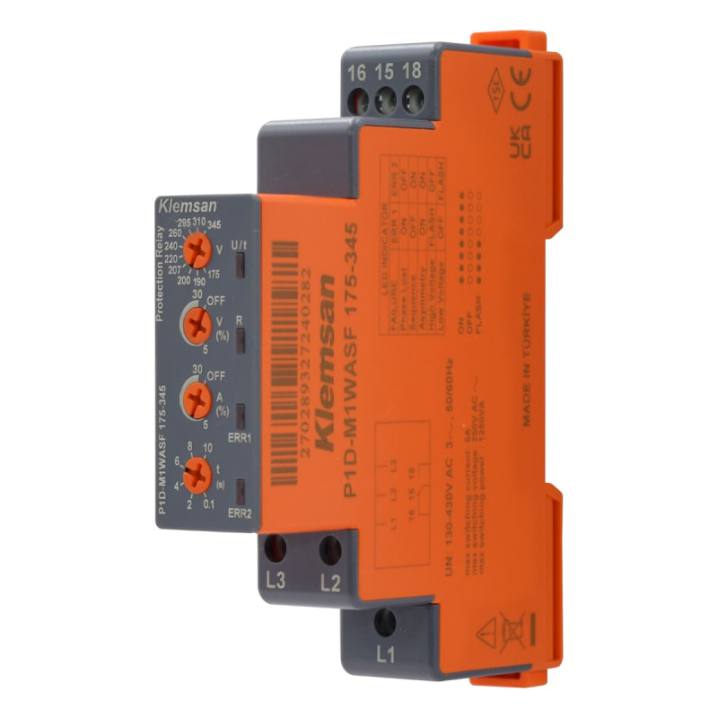 Monitor De Voltaje 3F 3 Hilos. Voltaje 175-345VAC. 1 Rele Conmutable | KLEMSAN - Imagen 3