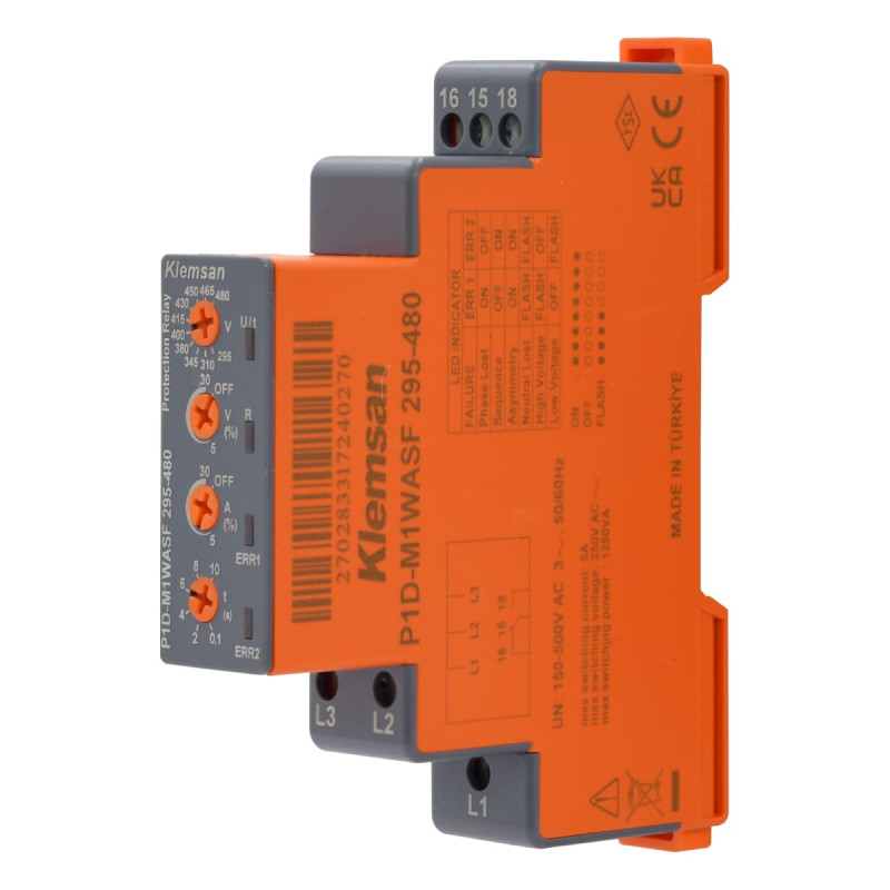Monitor De Voltaje 3F 3 Hilos. Voltaje 295-480VAC. 1 Relé Conmutable | KLEMSAN - Imagen 3