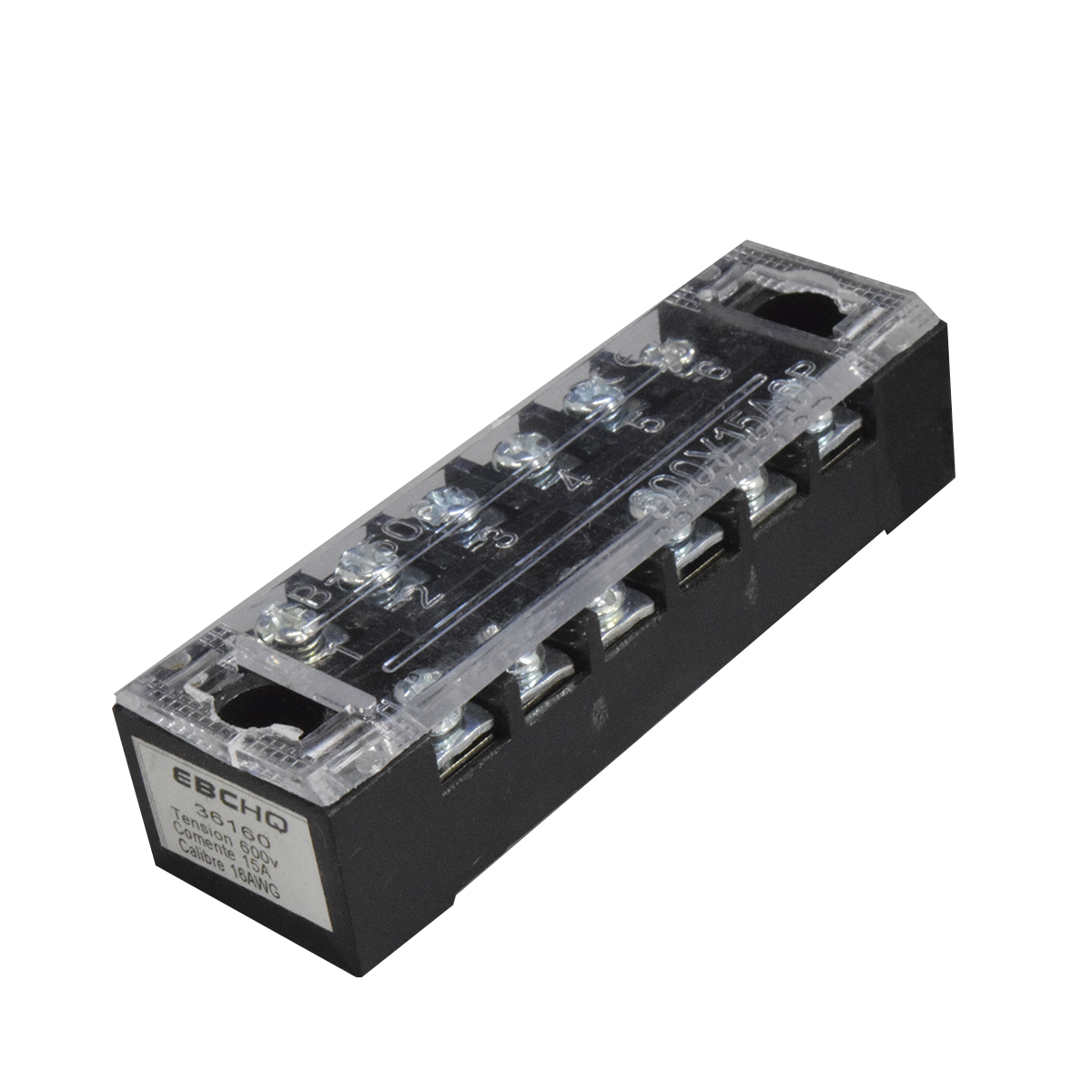 Regleta TB Con Tapa 6P 15A/600V X 20 Unid