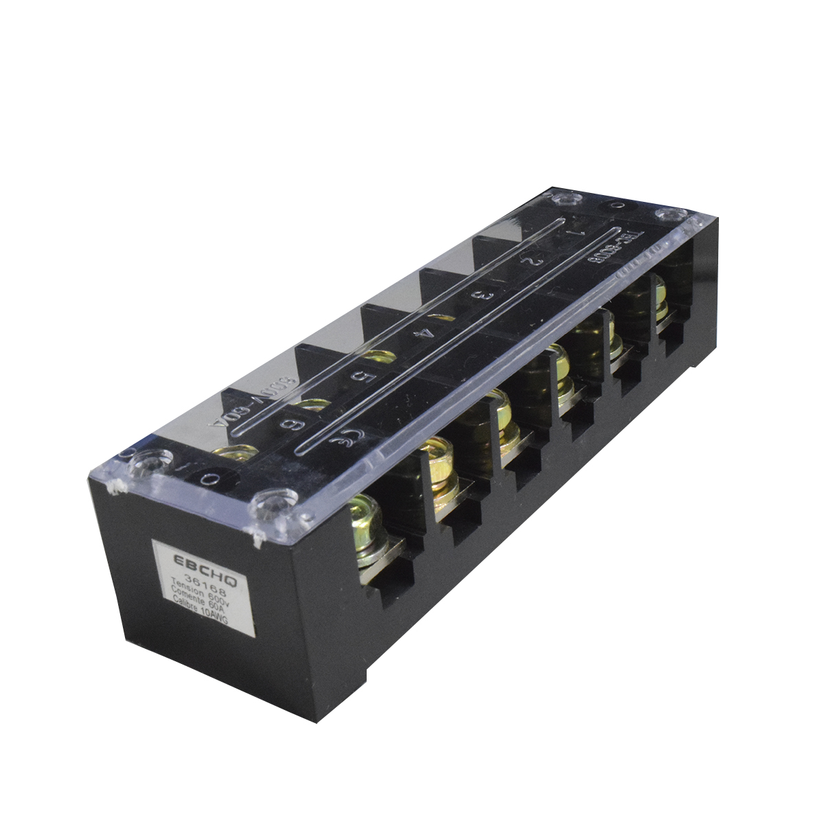 Regleta TB Con Tapa 6P 60A/600V X 10 Unid